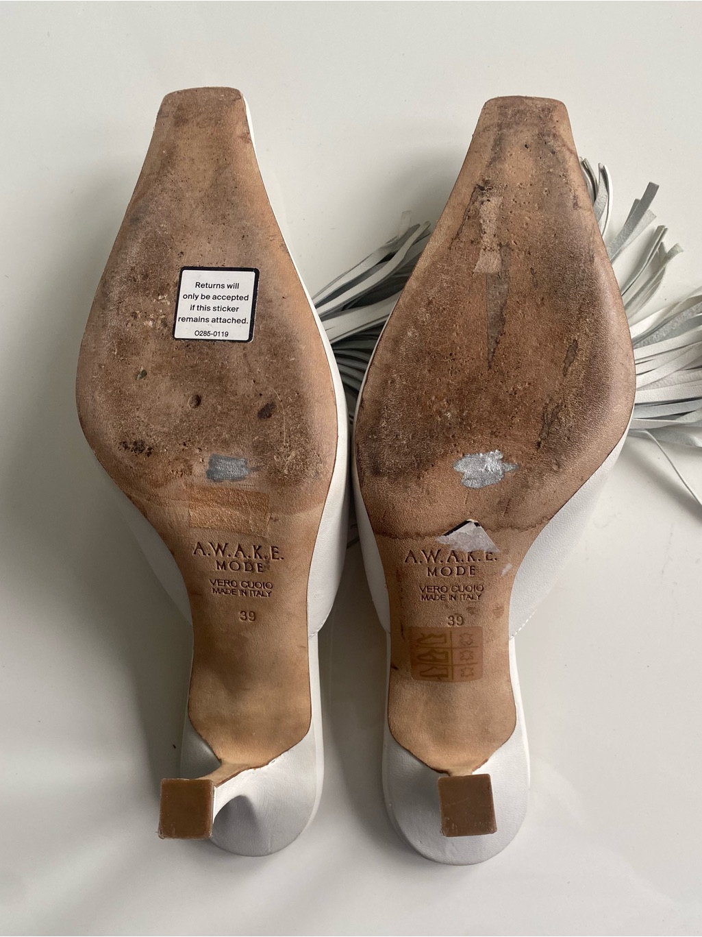 Awake Mode White Leather Tassel Mules — image 3 of 5